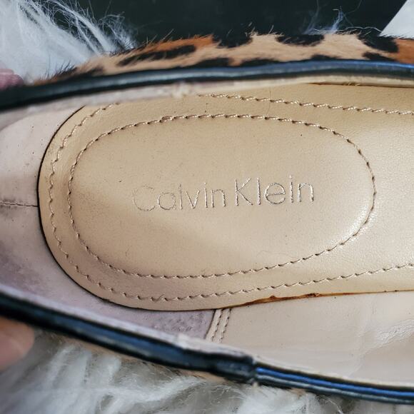 Calvin Klein Saxton Leopard Print Calf Hide Wedge Heels 7.5 - Picture 10 of 11